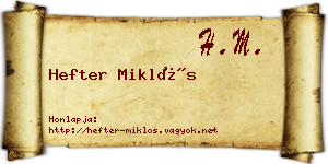 Hefter Miklós névjegykártya