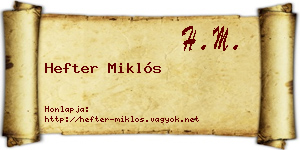 Hefter Miklós névjegykártya